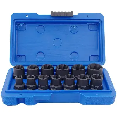 13 In 1 Nut Bolt Extractor Socket Tool Set, 13pcs/set Bolt Extractor Tools Kit for Removing Bolts, Broken Bolt Extraction T...