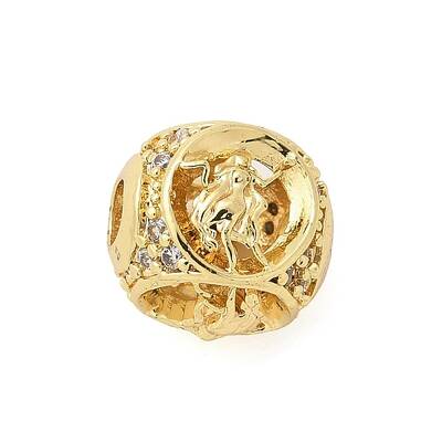 Brass Micro Pave Cubic Zirconia Beads