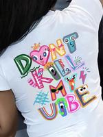 Women's Colorful Slogan Round Neck Graphic Tee, Fashion Casual Short Sleeve T-shirt for Daily Wear, Ladies Clothes for All Se...