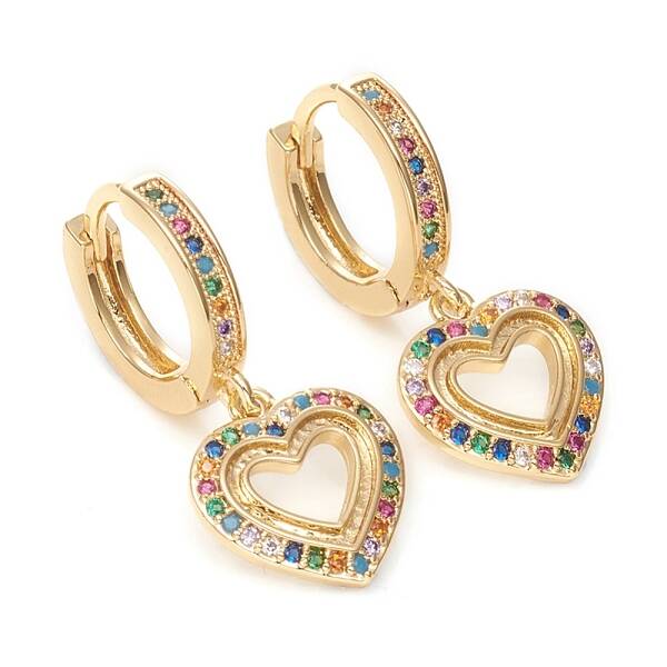 Brass Micro Pave Cubic Zirconia Huggie Hoop Earrings