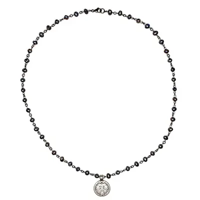 Black Pearl Coin Necklace | Size: 26”