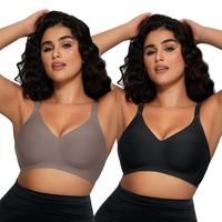 OEAK 2PCS Women Comfortable Push Up Bras Wireless Seamless Adjustable Bra Buttery Soft Everyday Tshirt V Neck Bra Convertible...