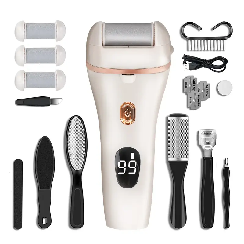【NEW】Cordless Electric Feet Callus Remover，Foot File Pedicure Tools for Home & Nail Salon，17 in 1 accessories Kit for...