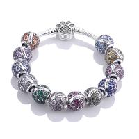 MULA December birthstone beads, S925 silver plated with cubic zirconia - heart-shaped design, perfect with Pandora bracelets ...