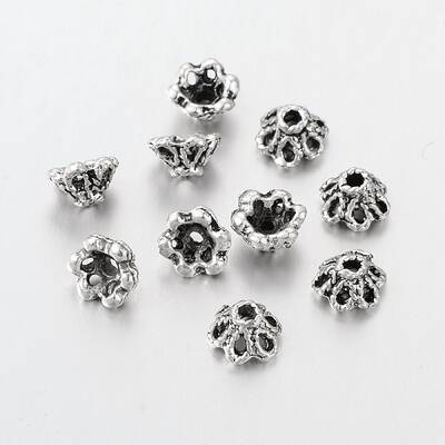 Antique Silver Flower Bead Caps