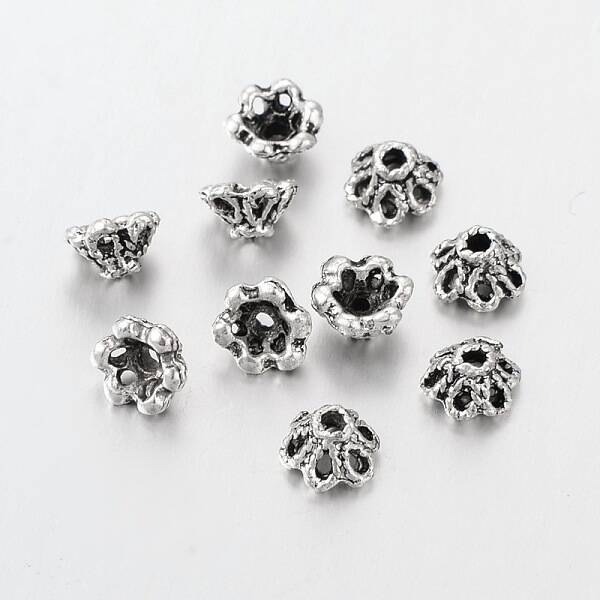 Antique Silver Flower Bead Caps