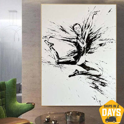 Original Ballerina Painting Abstract Painting Ballet Dancer Impasto Painting Black And White Art Painting Living Room | BALLE...