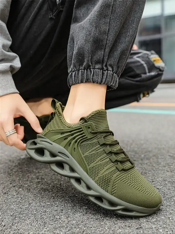 Casual Lace-up Stretchy Net Breathable Lightweight Running Sports Shoes for Men, 2024 Matching Comfortable Hollow Out Soles K...