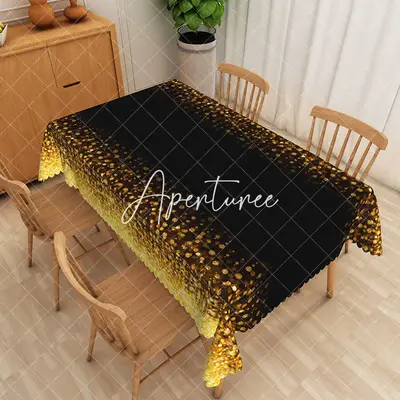 Aperturee Glittering Golden Disk Centerpiece Rectangle Tablecloth, 52 x 70 inch, 30.82 USD, rectangle tablecloths, ZJY04697-A