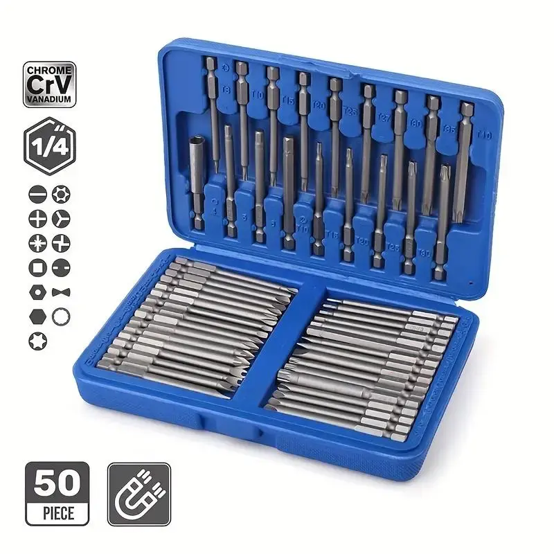 Spring Magnetic Screwdriver Bit Set, Long Safety Bit, 1/4\