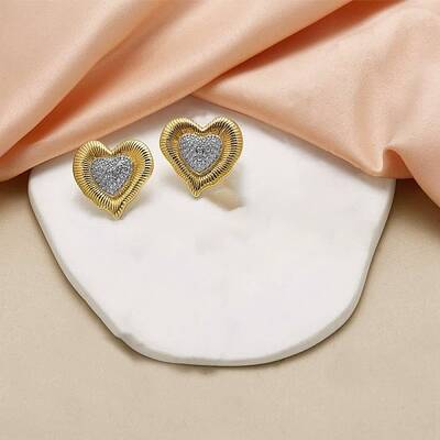 Brass Micro Pave Clear Cubic Zirconia Stud Earrings