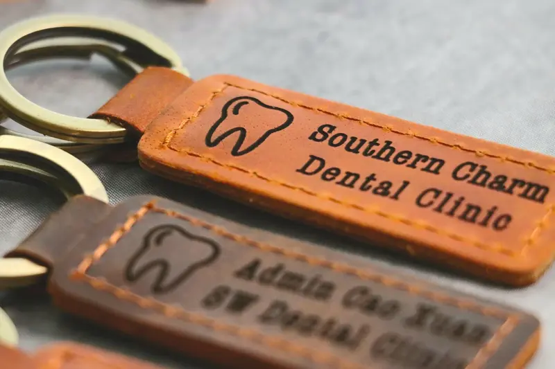 DENTIST Personalized Keychain, Dentist Keyring, Dental Clinic Key tag, Name Tag, Cute Leather Keychain, Dentist Staff Keychai...