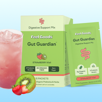 Feel Goods Gut Guardian Drink Mix Supplement: Organic Prebiotics, Fiber Blend, Herbs, L-Glutamine, ACV, Magnesium Citrate, 0 ...