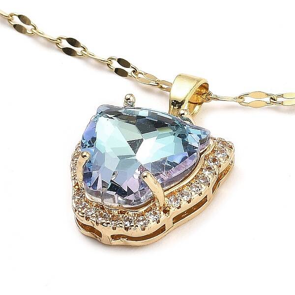 Tiger Head Light Gold Brass Micro Pave Cubic Zirconia Pendant Necklaces