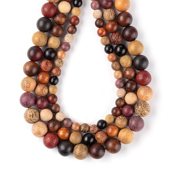 3 Style Natural Wood Beads Strands