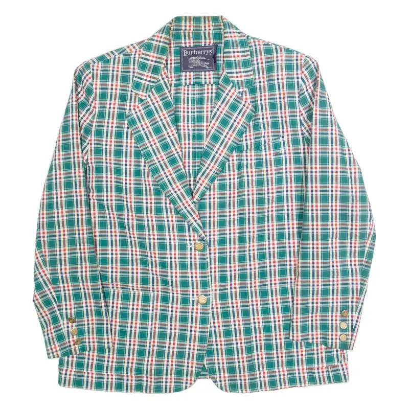 BURBERRY Womens Blazer Jacket Green 90s Check L