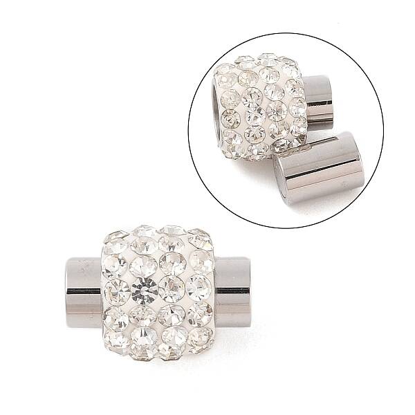 304 Stainless Steel Magnetic Clasps with Glue-in Ends