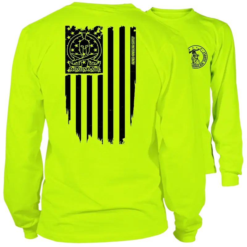 Molon Labe Ghost Flag - Long Sleeve Hi-Vis T-Shirt