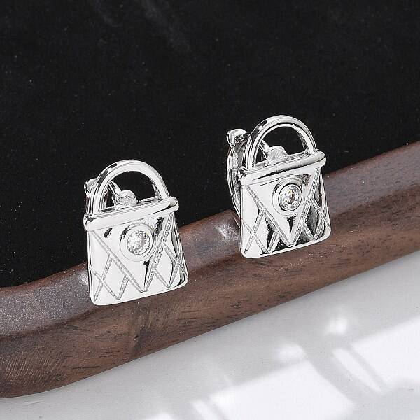 Brass & Glass Hoop Earrings