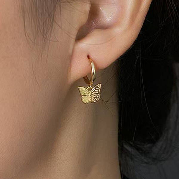 S925 Sterling Silver Butterfly Hoop Earrings
