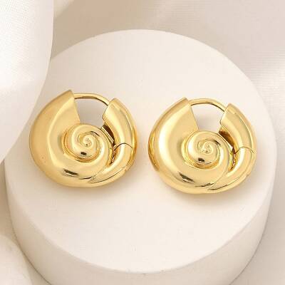 Rack Plating Spiral Shell Brass Hoop Earrings