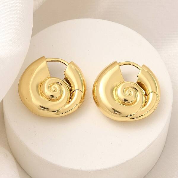 Rack Plating Spiral Shell Brass Hoop Earrings