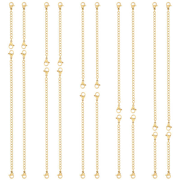 20Pcs 5 Style Ion Plating(IP) 304 Stainless Steel Chain Extender
