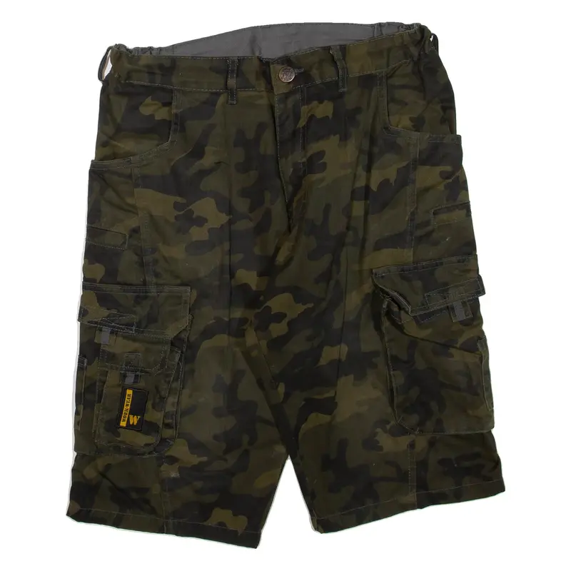 WORK-WEAR Mens Cargo Shorts Green Camouflage M W32