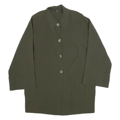 KRIZIA Womens Blazer Coat Green Wool Hooded M
