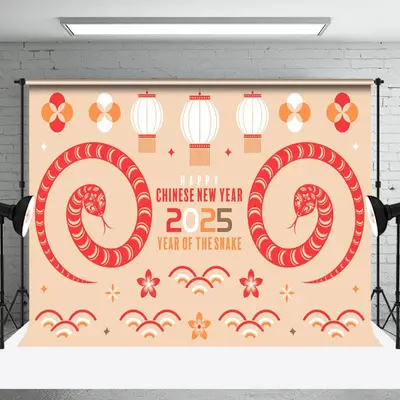 Aperturee Cartoon Cute Fresh Snake Chinese New Year Backdrop - Aperturee
