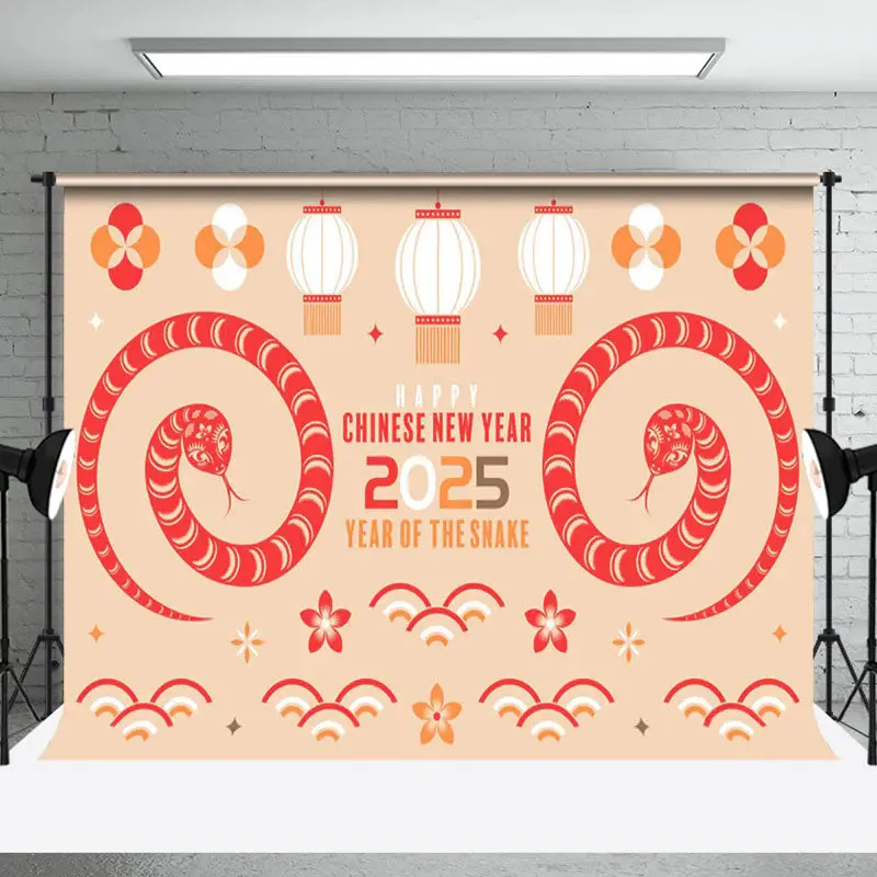 Aperturee Cartoon Cute Fresh Snake Chinese New Year Backdrop - Aperturee