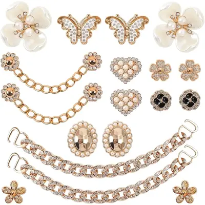 18 count Bling Shoe Charms Bling Chain Shoes Charms Accessories for Women Butterfly Flower Clog Shoes Decoration Rhinestone ...