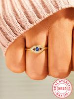 925 Sterling Silver Rhinestone Decor Eye Design Ring, Fashion Jewelry for Party, Daily Clothing Decor, Trendy All-match & Exq...
