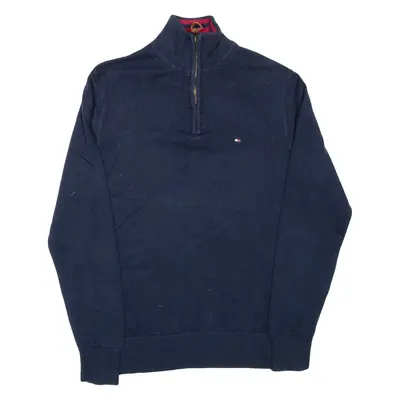 TOMMY HILFIGER Mens Jumper Blue 1/4 Zip Tight Knit M