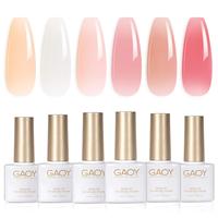 GAOY UV Gel Nail Polish Set Milky White x Jelly Nude, 6 Transparent Colors Sheer Pink Orange Gel Nail Kit for Salon Gel Manic...