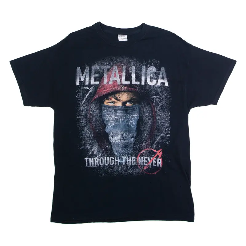 GILDAN Metallica Through The Never Mens Band T-Shirt Black Crew Neck L