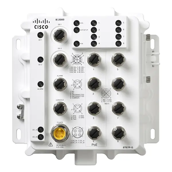 Cisco IE-2000-8T67P-G-E | Industrial Ethernet 2000 IP67 Series 8 x Ports PoE+ 10/100Base-T + 2 x Ports GbE Layer 2 Managed Fa...