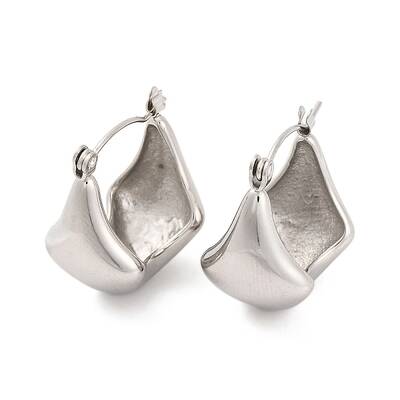 Non-Tarnish 304 Stainless Steel Geometric Basket Bag Design Hoop Earrings for Women