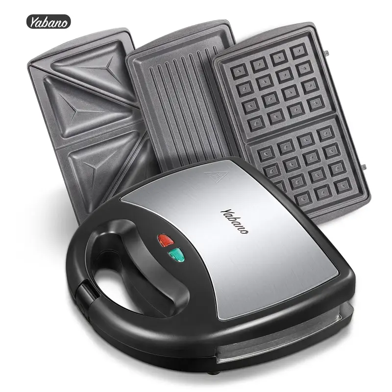 Yabano Sandwich Maker, 3 in 1 Waffle Maker, Toaster and Electric Panini Press Grill with Non-stick Coating Plate, Easy to Cle...