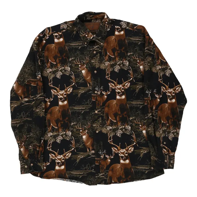 North River Patterned Shirt - Medium Black Cotton