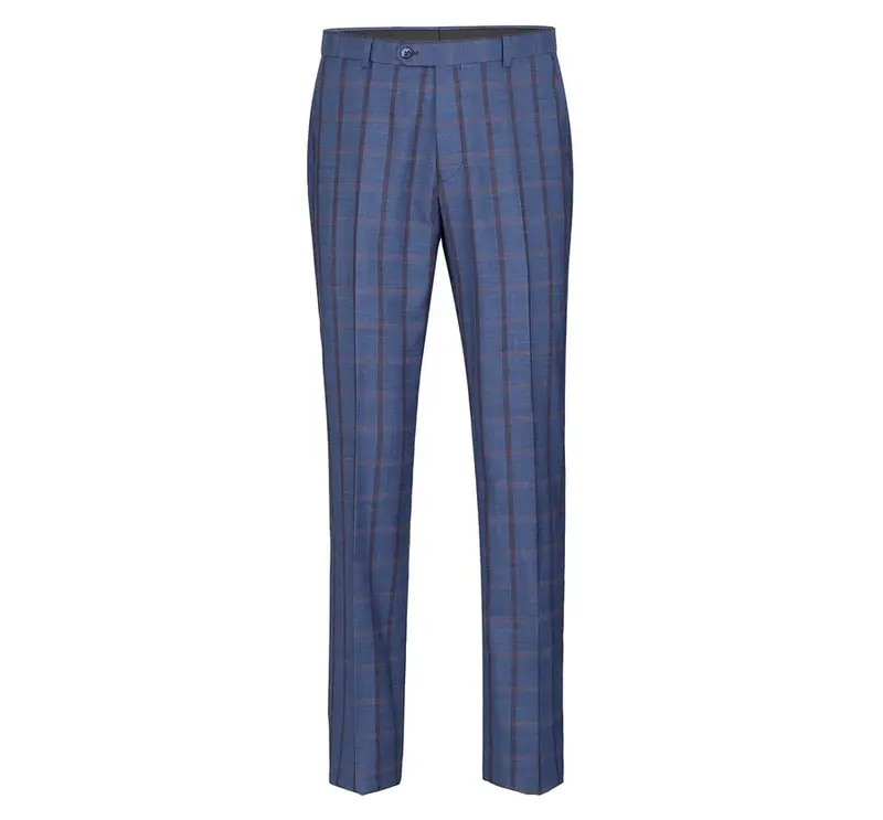 Blue Windowpane Plaid Classic Fit Men's Suit - Two Button Stretch