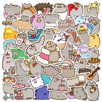 Cartoon Fatty Cat Pattern Sticker, 50pcs Waterproof Self Adhesive Decor Paper, Decor Sticker for Gift Greeting Card Water Bot...