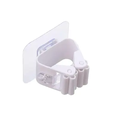 Wall Mounted Single-buckle Mop Holder, 1 Count Kitchen Plastic Punch-free Mop Rack, Kitchen Accessories