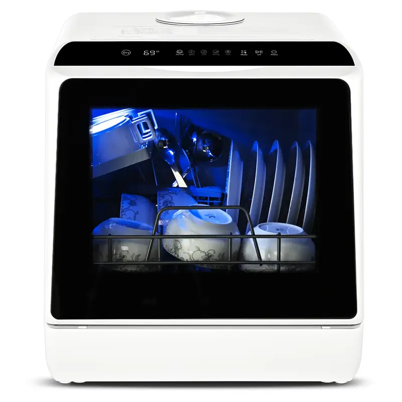 Simzlife 4 Place Setting Portable Mini Dishwasher Countertop with 5-Liter Built-in Water Tank and Air-Dry Function, 5 Washing...