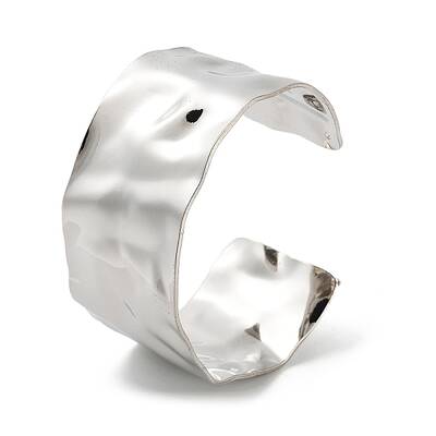 Non-Tarnish 304 Stainless Steel Textured Wide Open Cuff Bangles for Women