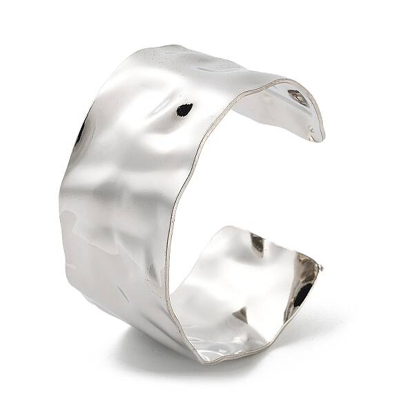 Non-Tarnish 304 Stainless Steel Textured Wide Open Cuff Bangles for Women