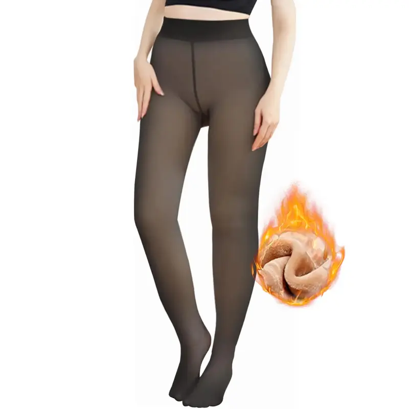 【TikTokShopfalldealsforyou】Fleece Lined Tights ，Sheer Women Fake Translucent， Warm Pantyhose Leggings Sheer， Thick ...