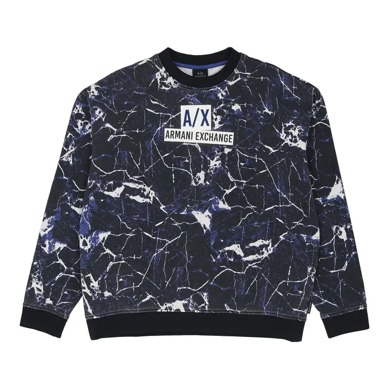 Armani Exchange Spellout Sweatshirt - Large Navy Cotton Blend