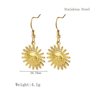 Stylish Stainless Steel Sun Dangle Earrings for Women