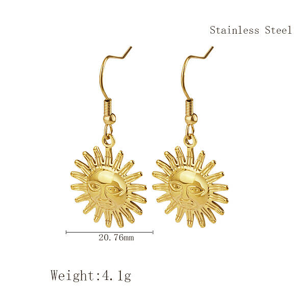 Stylish Stainless Steel Sun Dangle Earrings for Women